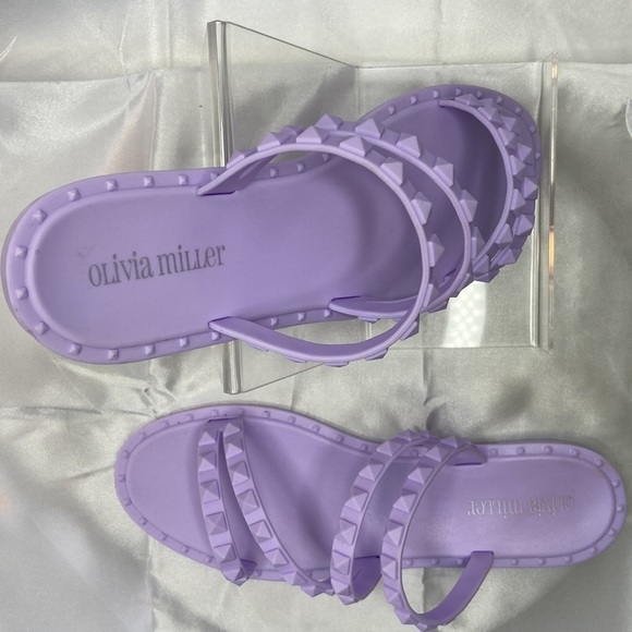 Olivia Miller Women’s Pastel Purple Jelly Slip On Studded Slide Sandals Size 8 - Picture 4 of 12